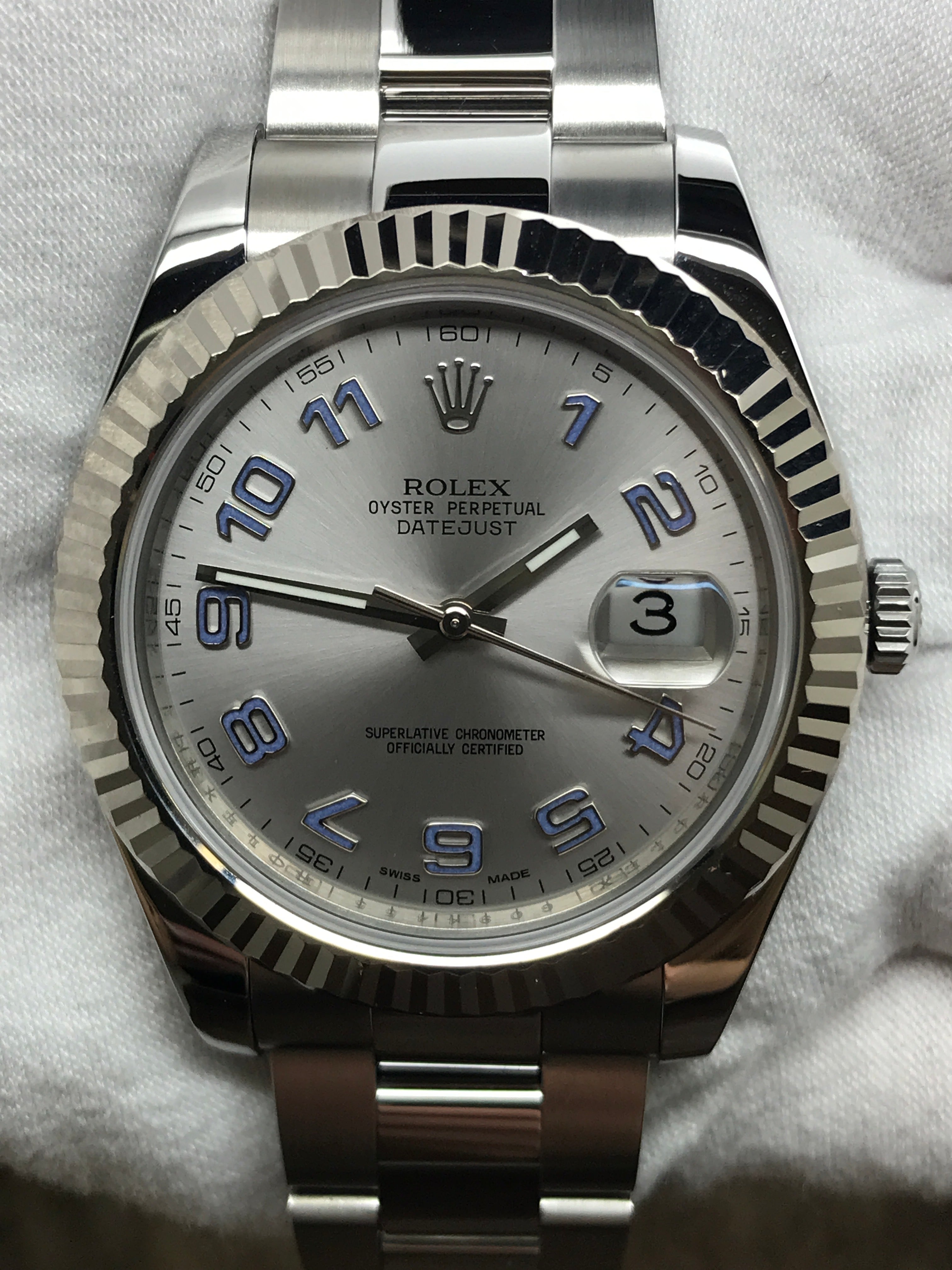 Grey Datejust Rhodium Rolex Datejust II 41mm 116334 Rhodium Dial