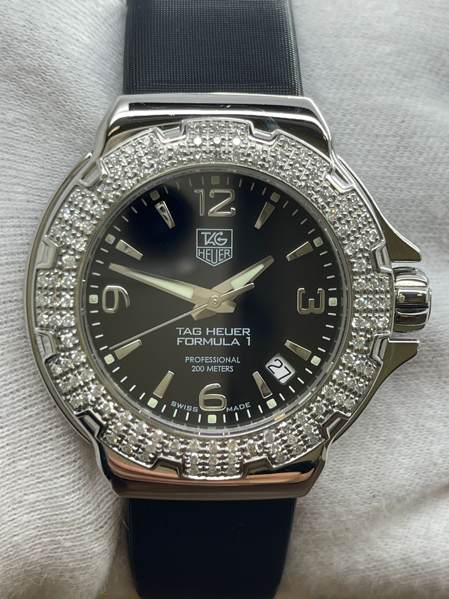 TAG Heuer Formula Diamond Bezel WAC1214 Black Dial Quartz