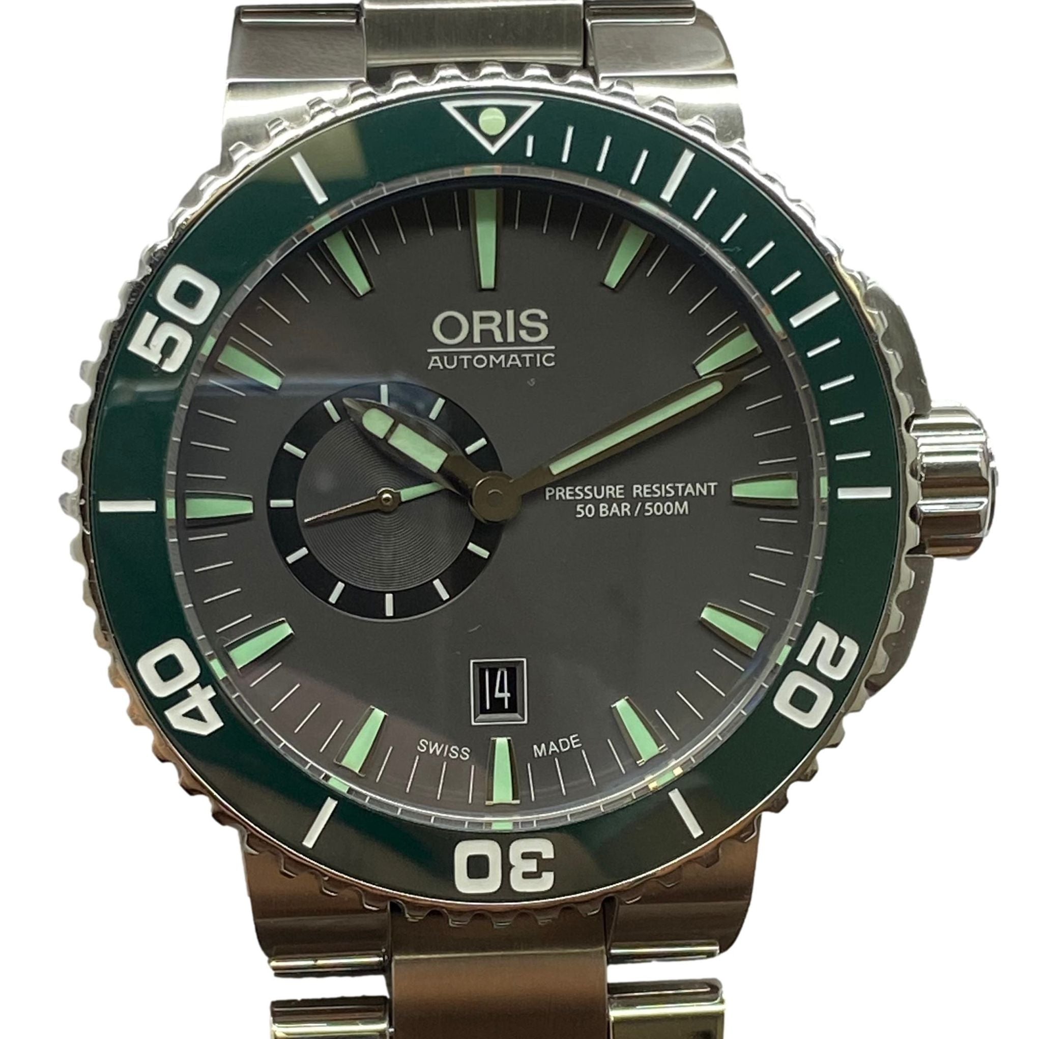 Oris Aquis Date Green Bezel 01 743 7673 4137 Grey Dial Automatic