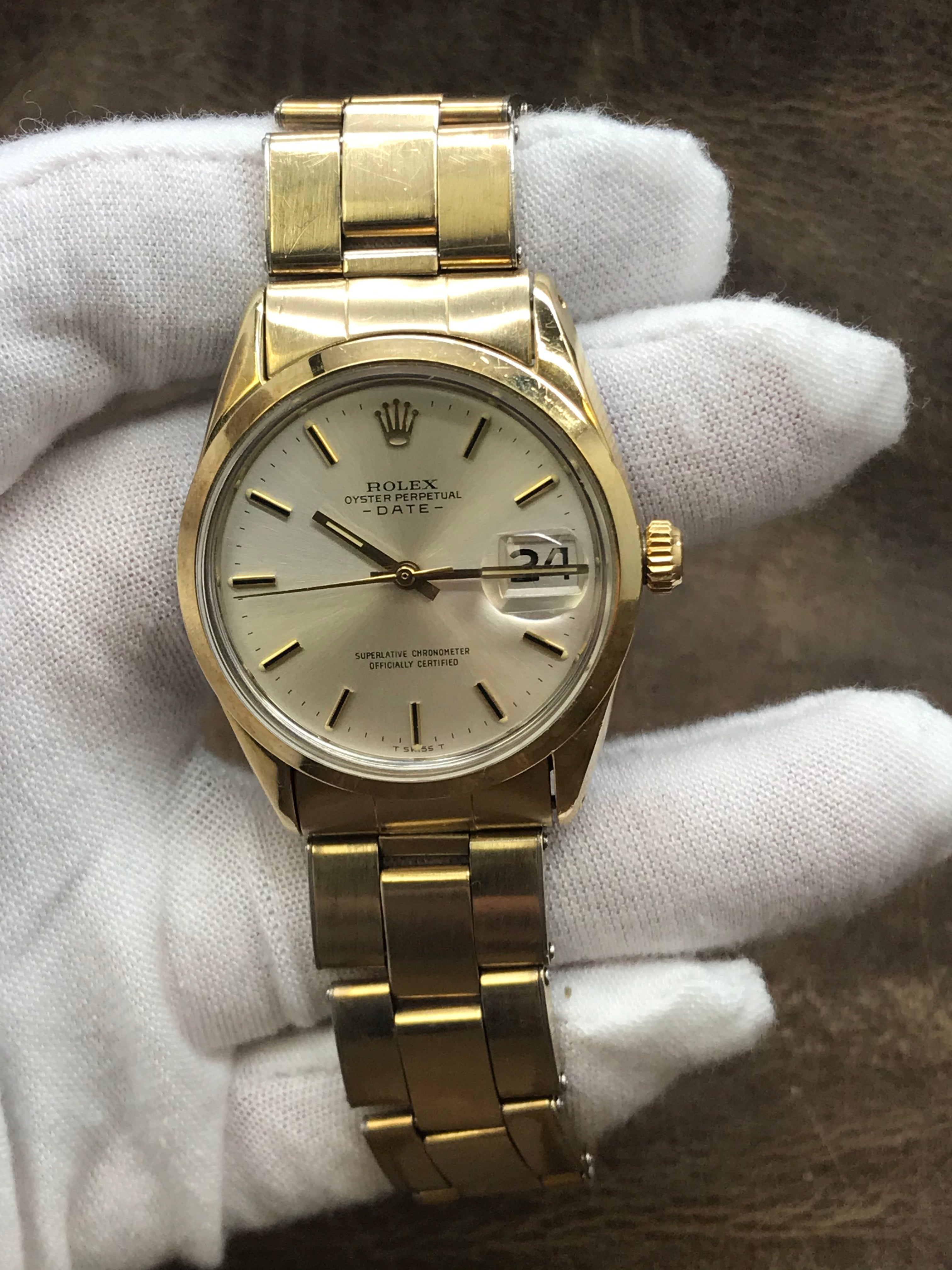 Rolex Oyster Perpetual Date 34mm 1550 Silver Dial Automatic Men's