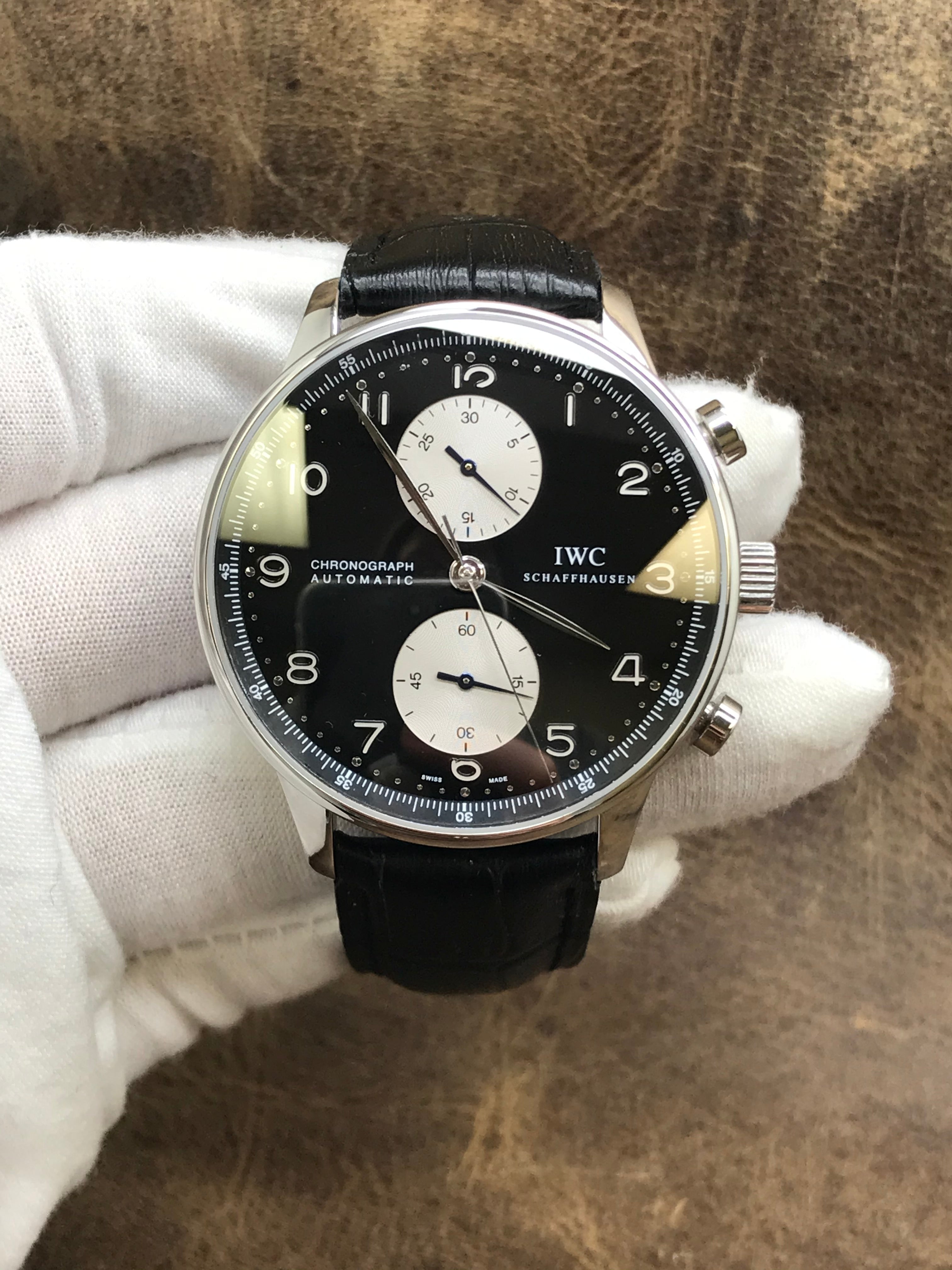 IWC Portuguese Chronograph IW371404 Black with white subdials