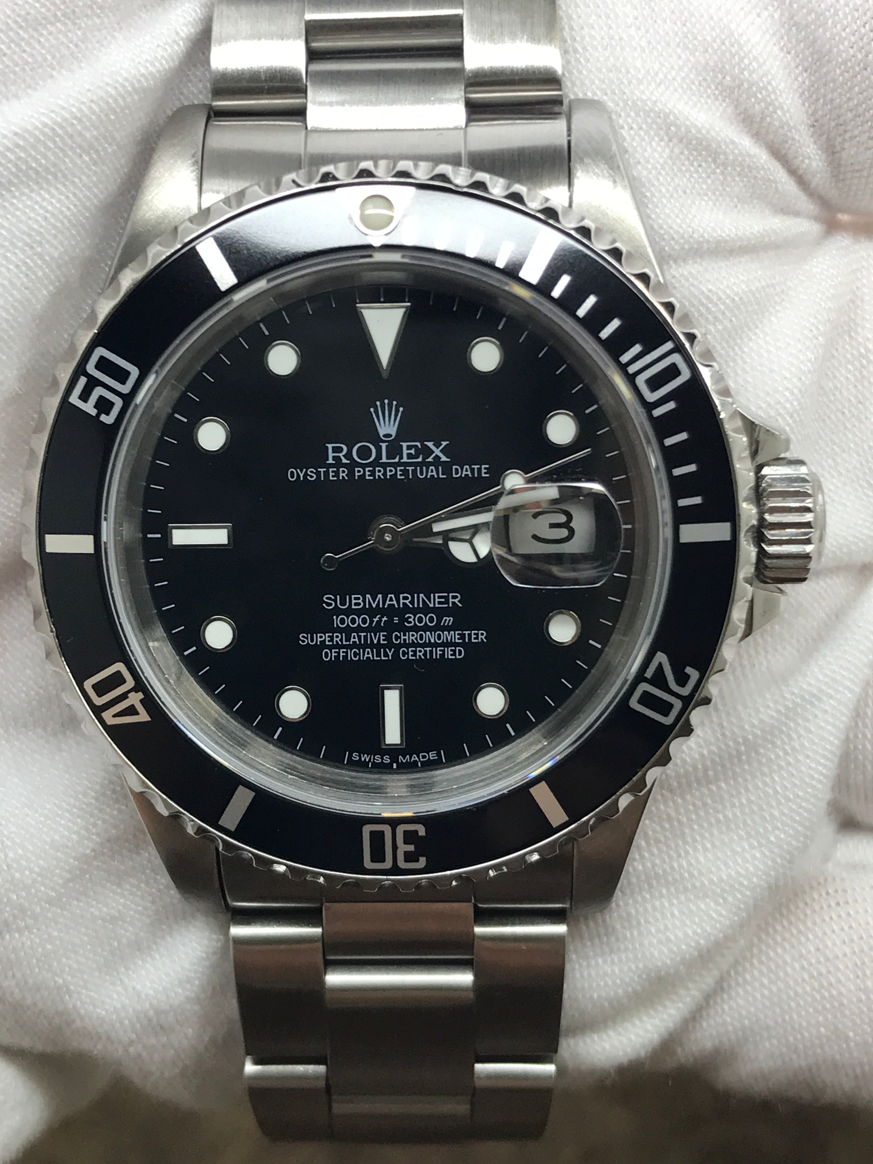 Rolex Submariner Date 16610 Custom Black Dial Automatic Men's