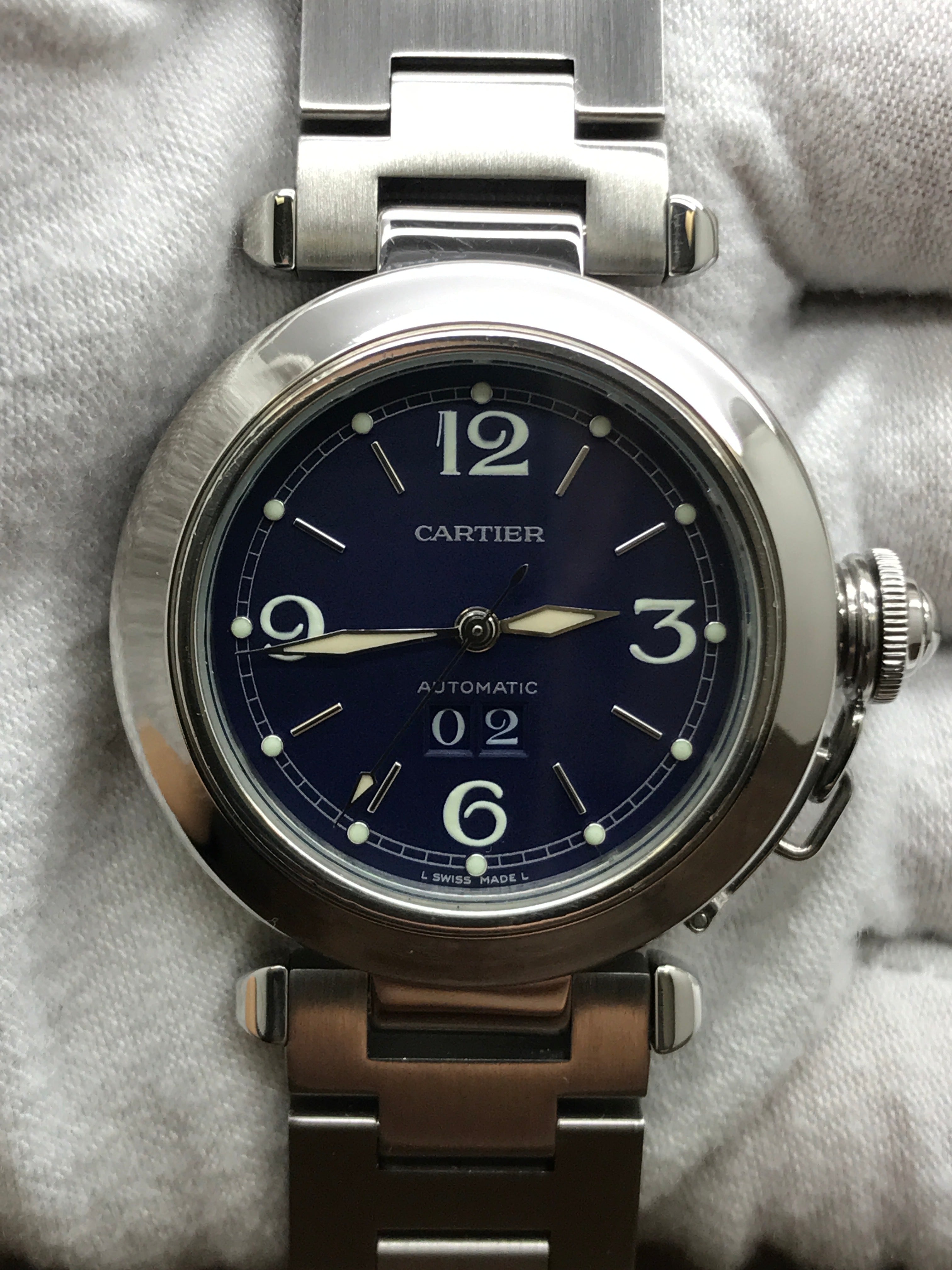 Cartier Pasha Big Date 35mm 2475 Blue Dial Automatic Watch