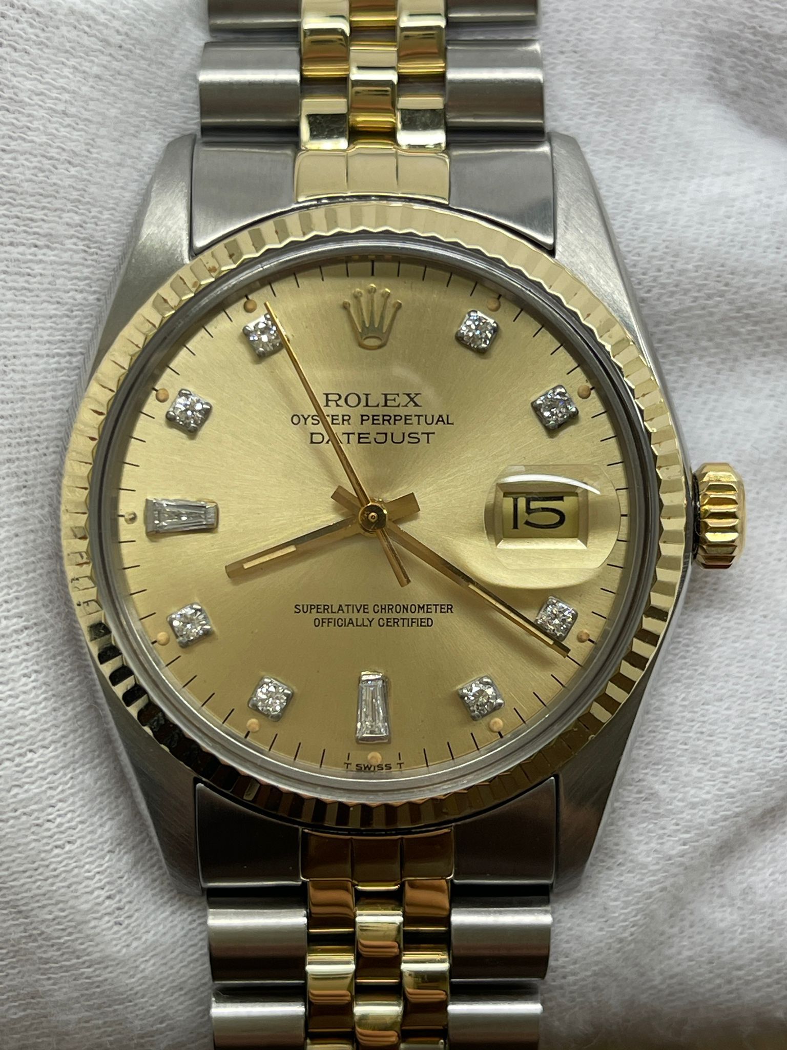 Rolex Datejust 36mm 16013 Custom Champagne Diamond Dial Automatic