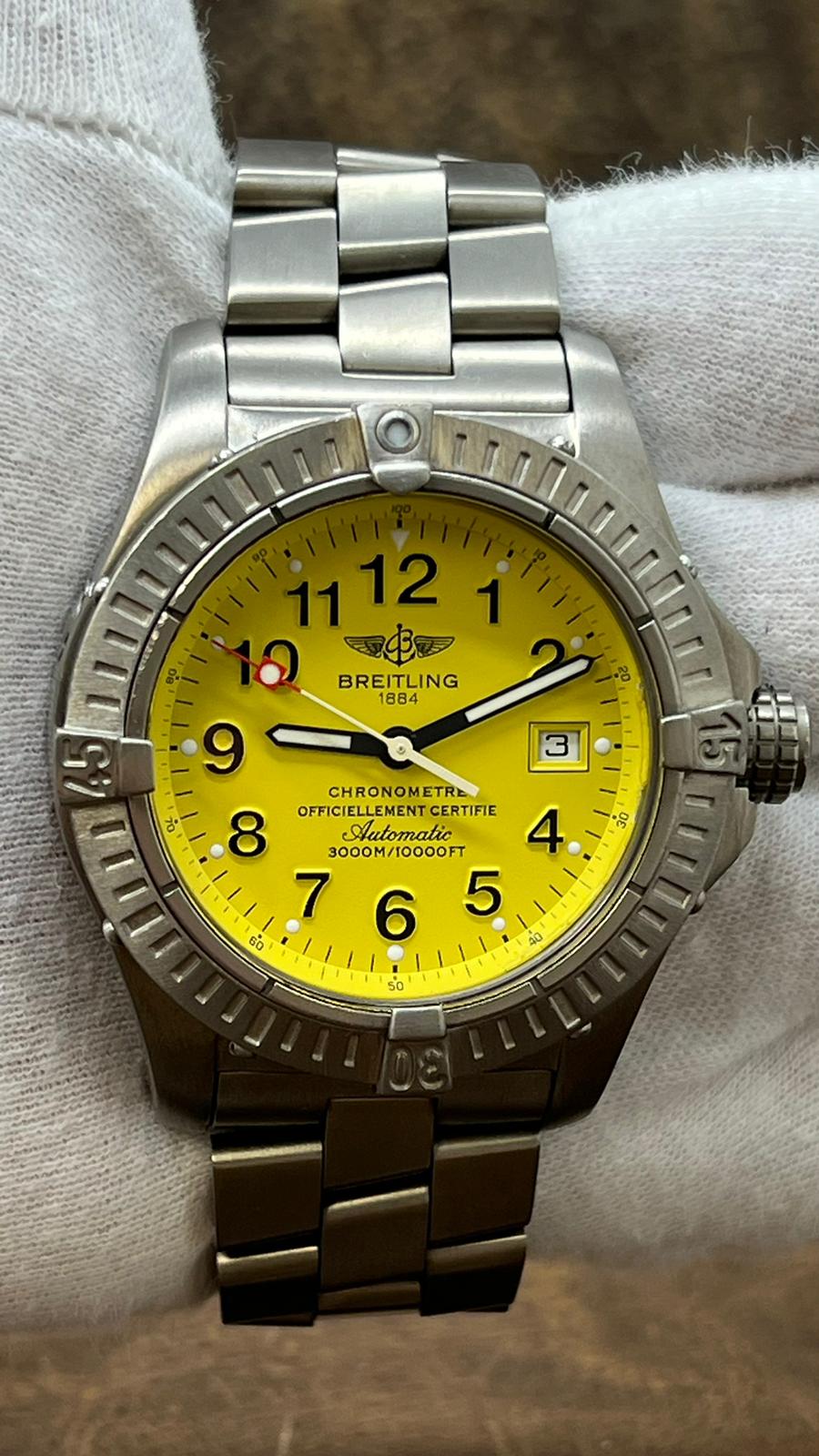 Pre-Owned Breitling Avenger Men Watch in Yellow Colour Dial Pre-Owned Breitling Avenger Men Watch in Yellow Colour Dial