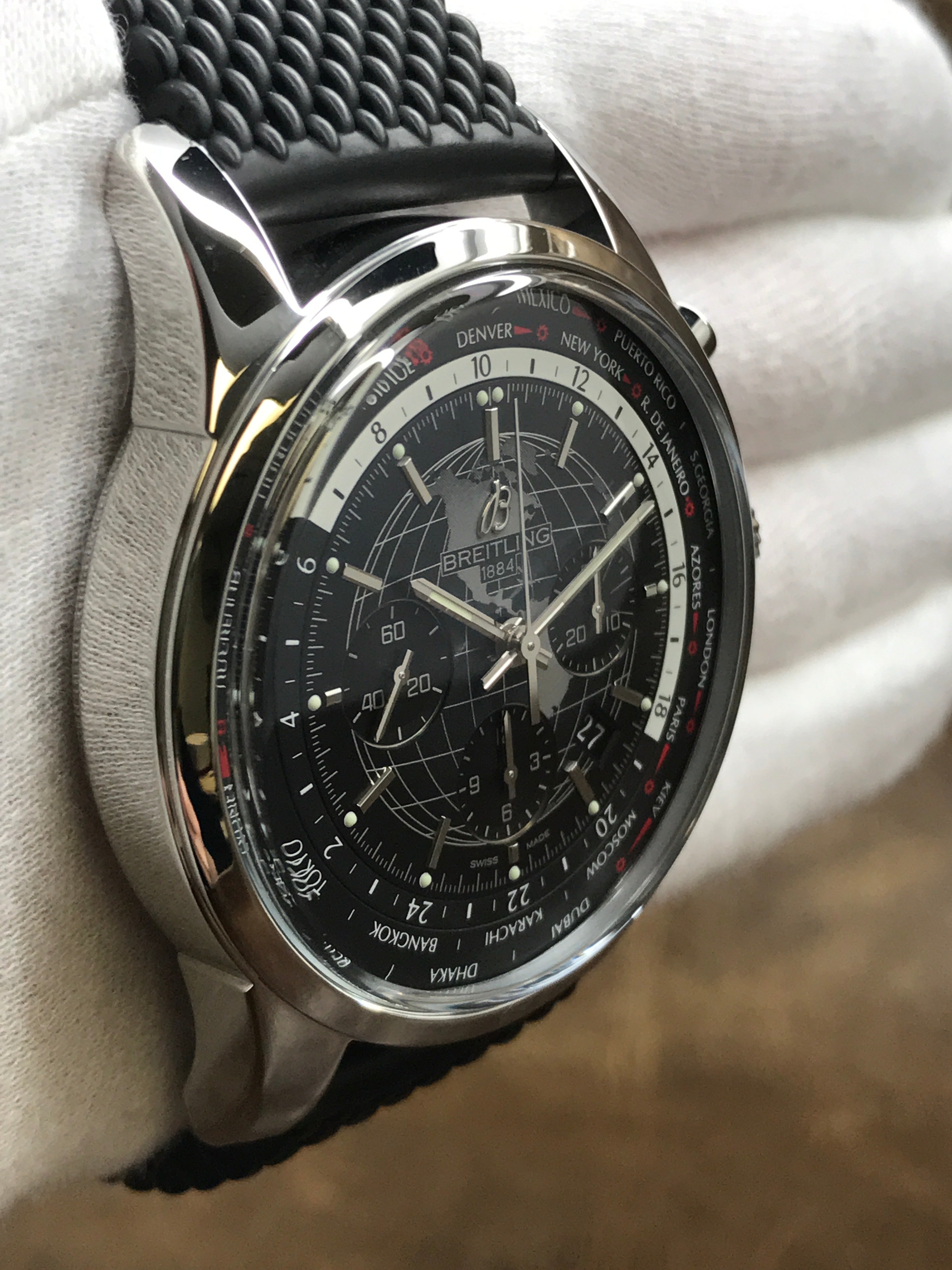 Breitling Transocean Chronograph Unitime AB0510 Black Dial