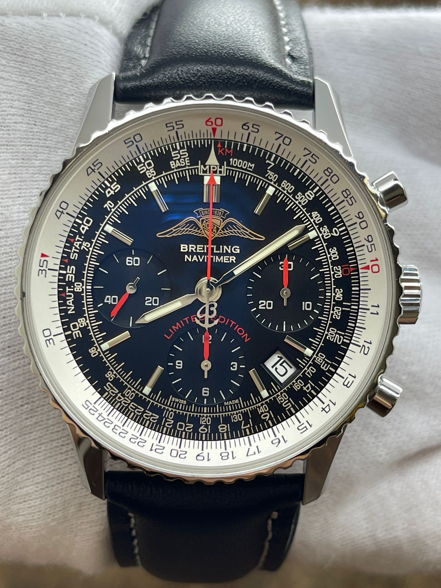 Breitling Navitimer AOPA 75th Ann 750pcs Custom Strap A23322 Black