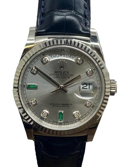 Rolex President Day Date 36mm RARE 118139 Silver Diamond Dial Automatic Men's Watch