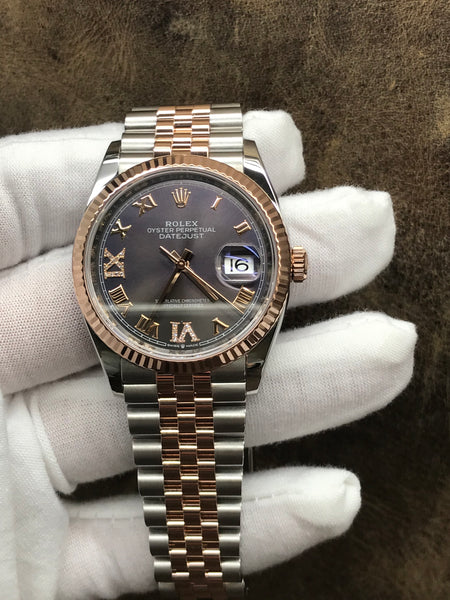Rolex Datejust 36 Diamond & Rose Gold 126231 Dark Rhodium Dial Automatic Watch