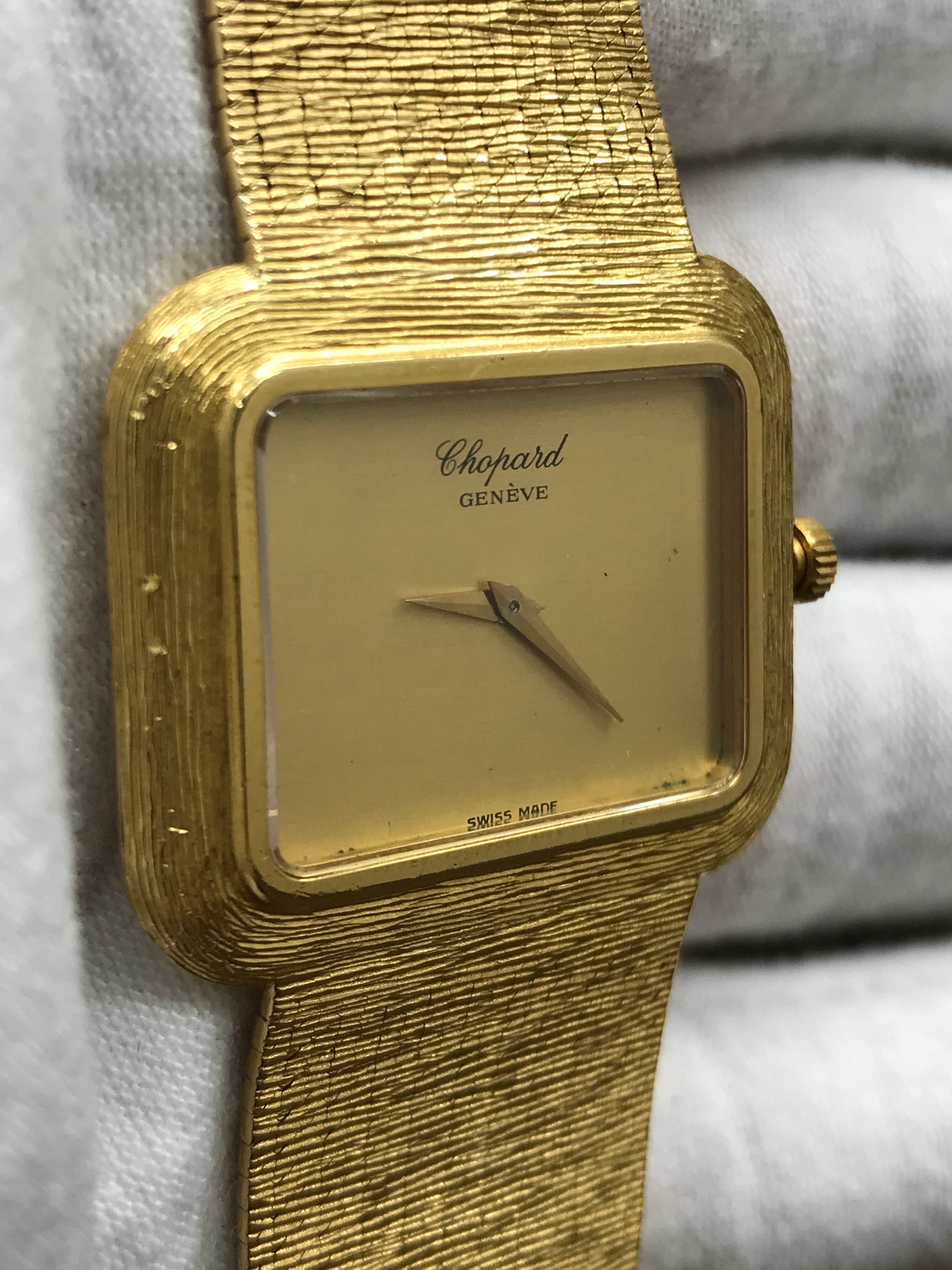 Chopard Geneve Vintage Rectangular Gold Champagne Dial Manual Wind Wat ...
