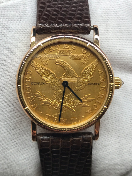 Corum $10 Double eagle gold coin Ten Dollar Gold Dial Quartz Men's Watch