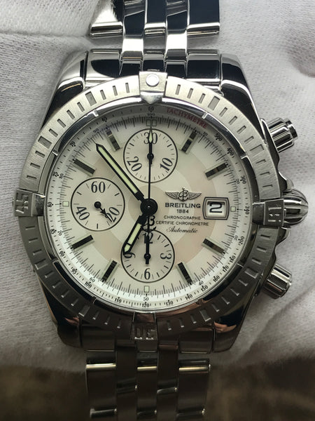 Breitling Chronomat Evolution Chronograph  MOP A13356  White Mother of Pearl Dial Automatic Men's Watch