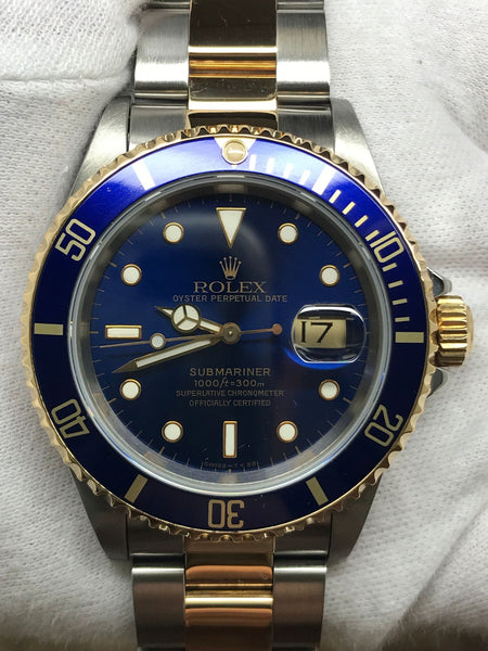 Rolex Submariner Date with B&P 16613 Blue Dial Automatic Men's Watch