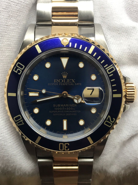Rolex Submariner Date 16613 Faded Blue Dial Automatic Men's Watch