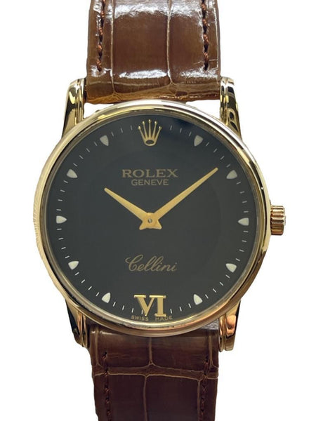 Rolex 18K White Gold Cellini 32mm 5116 Black Dial Manual Wind Watch