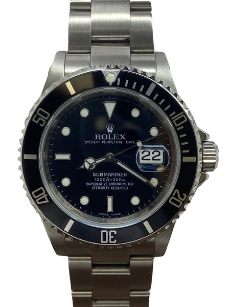 Rolex Submariner Date V Serial Engraved 16610 Black Dial Automatic Men's Watch