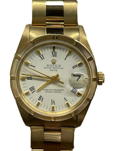 Rolex Date 34mm 18K Yellow Gold 1501 White Dial Automatic Watch