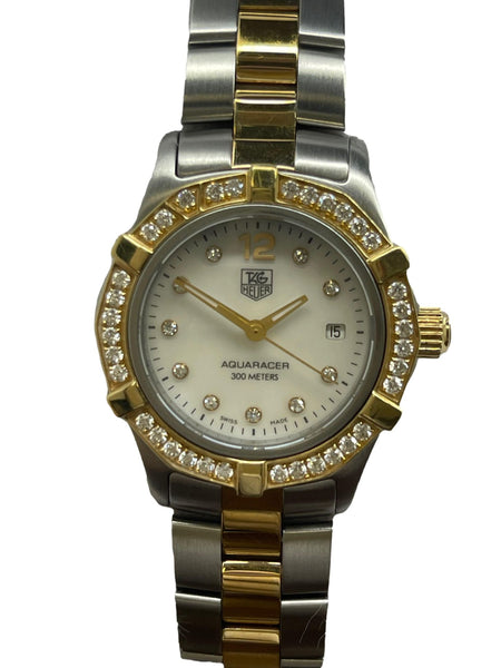 Gold Waf1450 TAG Heuer Aquaracer WAF1450 White MOP Diamond Dial