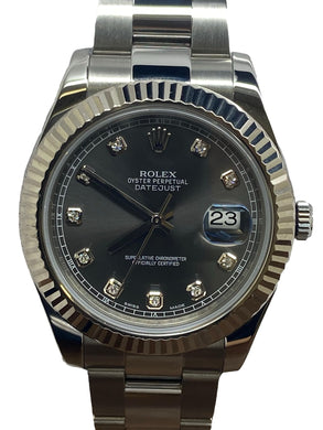 Rolex Datejust II 41mm 116334 Rhodium Diamond Dial Automatic Men's Watch
