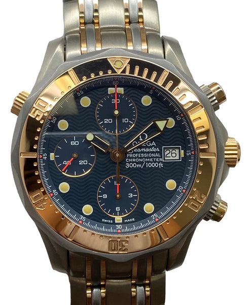Omega Seamaster Diver 300M Titanium & Gold 2297.80.00 Blue Dial Automatic Men's Watch