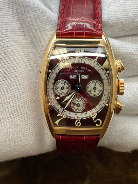 Franck Muller Master Calendar Chronograph Magnum Rare 18K 6850 CC MC Red Dial Manual Wind Men's Watch