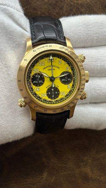 Franck Muller Rattrapante 18K Rose Gold L.E 25pcs Endurance 24 Yellow Panda Dial Automatic Men's Watch