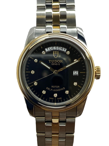 Tudor Glamour Day Date 39mm B&P 56003 Black Diamond Dial Automatic Watch