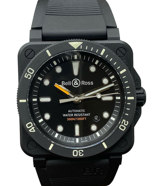 Bell & Ross Black Matte Ceramic BR-03 Diver Black Dial Automatic Men's Watch