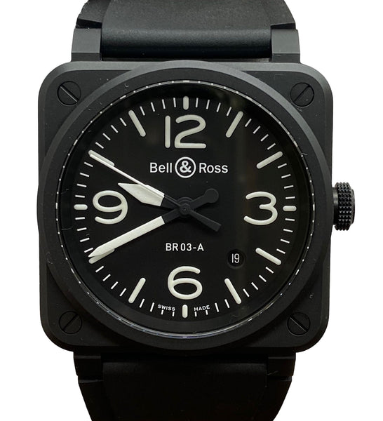 Bell & Ross Black Matte Ceramic BR03 Aviation Black Dial Automatic Men's Watch
