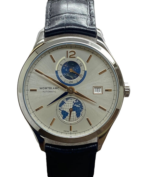 Montblanc Heritage Chronometrie Dual Time Vasco Da Gama 113779 Silver Dial Automatic Men's Watch