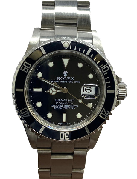 Rolex Submariner Date Factory Warranty 16610 Black Dial Automatic Men's Watch
