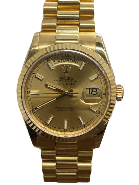 Rolex President Day Date 36mm Fat Buckle 118238 Champagne Dial Automatic Men's Watch