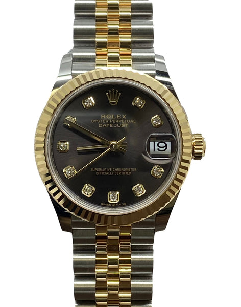 Rolex Datejust 31mm BNIB 278273 Dark Grey 10 Diamond Dial Automatic Women's Watch