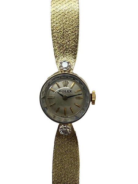 Rolex Orchid 14K Gold Cocktail Diamond 3523 Silver Dial Hand Wind Women's Watch