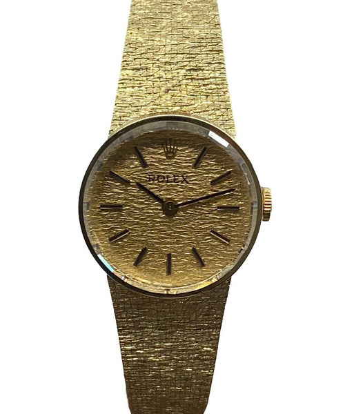 Rolex Vintage Precision Solid 14K Gold 8344 Champ Linen Dial Hand Wind Women's Watch