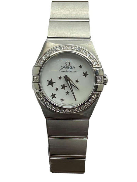 Omega Constellation Star Diamond Bezel 123.15.24.60.05.003 White MOP Dial Quartz Women's Watch