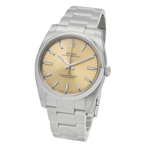 Rolex Oyster Perpetual 114200 Champagne Dial Automatic Watch