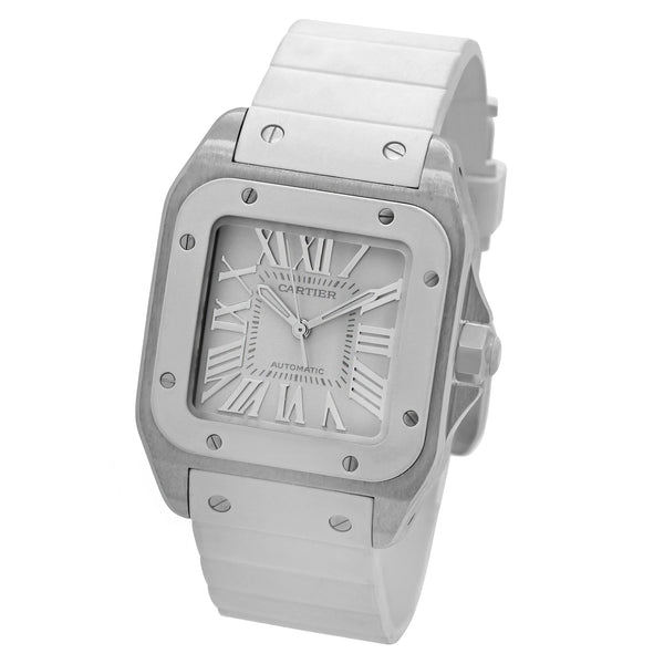 Cartier Santos 100 Midsize W20122U2 White Dial Automatic Watch
