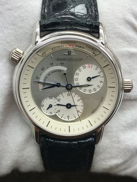 Jaeger-Lecoultre World Time Geographic Platinum Janet Jackson 169.6.92 Aged Silver with color change Dial Automatic Watch