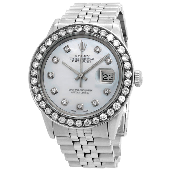 Rolex Datejust 36mm Diamonds 16014 Custom MOP Diamond Dial Automatic Watch