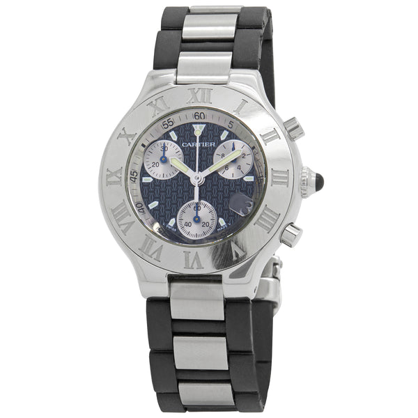 Cartier Must 21 Chronoscaph W10125U2 Black Dial Quartz Men's Watch