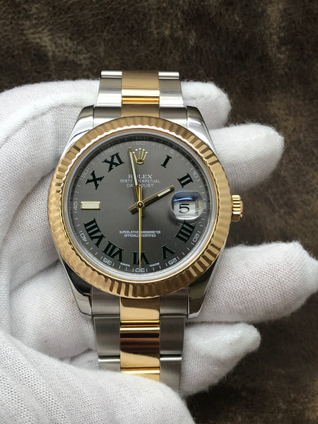 Rolex Datejust II 2 year FACTORY Warranty 116333 Grey Dial Automatic Men's Watch
