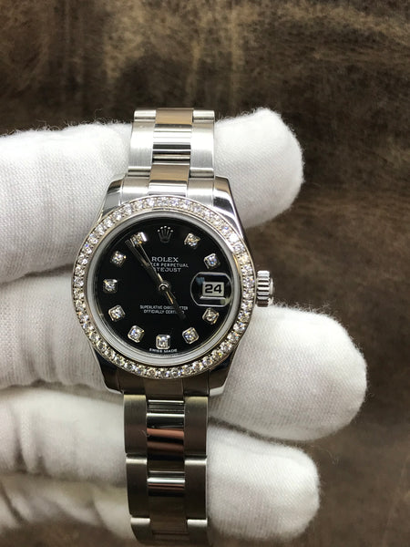 Rolex Lady Datejust 179384 Black Dial Automatic Women's Watch