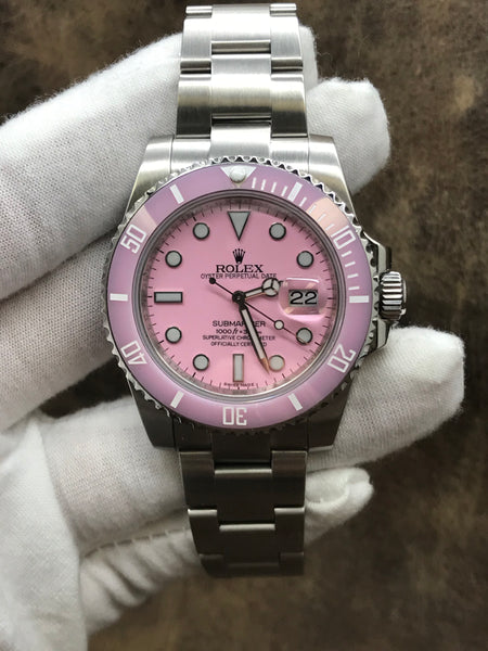 Rolex Submariner Date 116610 Custom Pink Dial Automatic Men's Watch