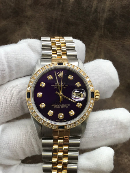 Rolex Datejust 36mm 16013 Purple Dial Automatic Watch