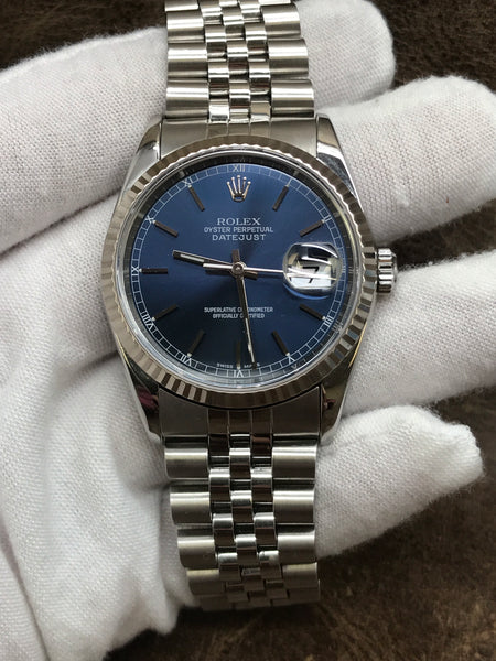 Rolex Datejust 36 16234 Blue Dial Automatic Watch