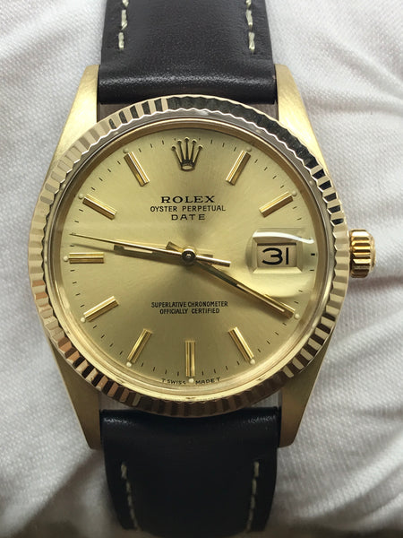 Rolex Date 15037 Gold Dial Automatic Watch