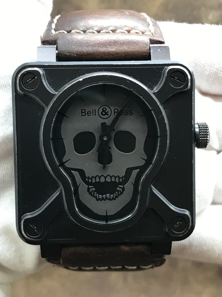 Bell & Ross Airborne Skull & Crossbones Limited Edition BR01-92-SA Grey Dial Automatic Men's Watch