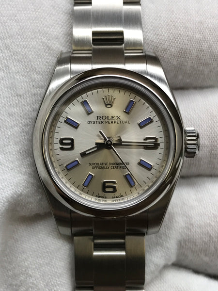 Rolex Oyster Perpetual 26mm Dominos 176200 Silver Dial Automatic Women's Watch