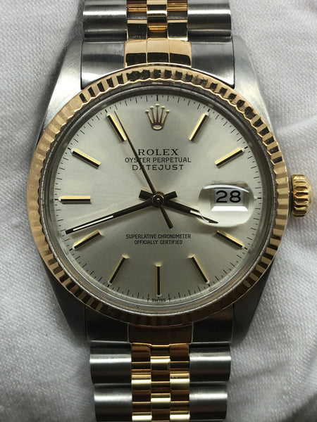 Rolex Datejust 36mm Custom links 16013 Silver Dial Automatic Watch